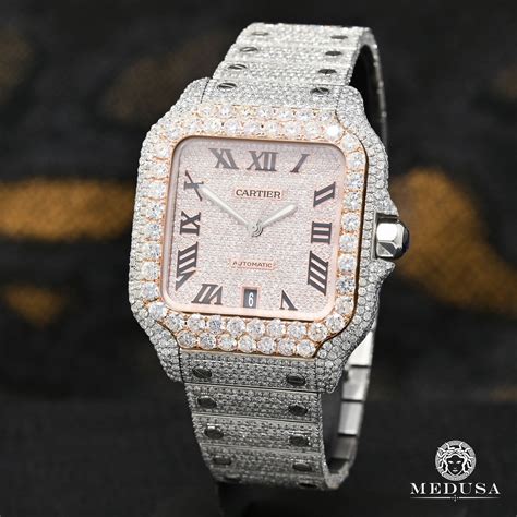 cartier santos 100 xl full diamond|cartier santos 100 price uk.